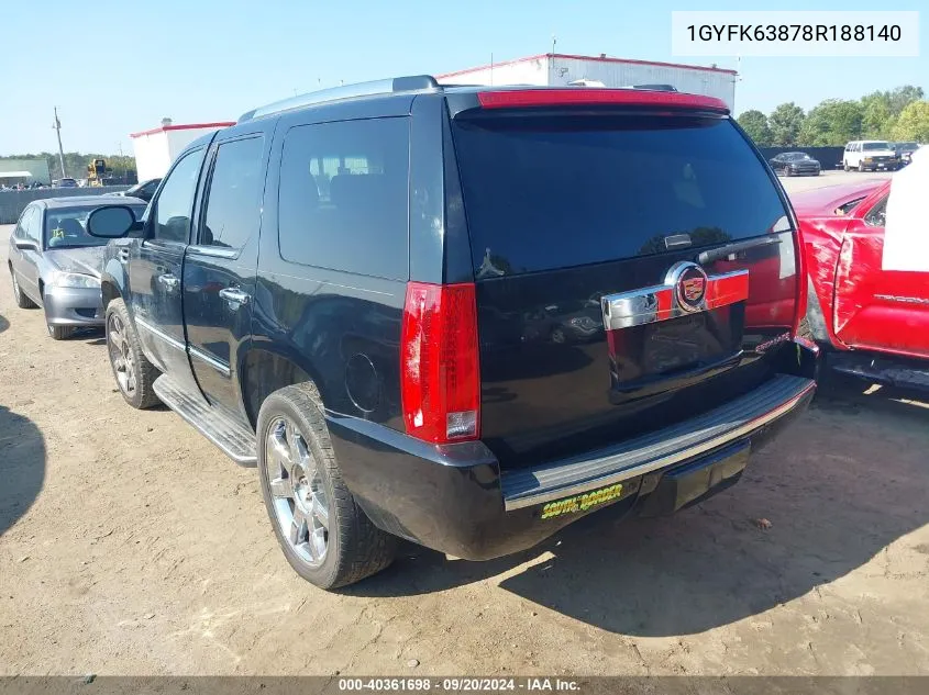 2008 Cadillac Escalade Standard VIN: 1GYFK63878R188140 Lot: 40361698