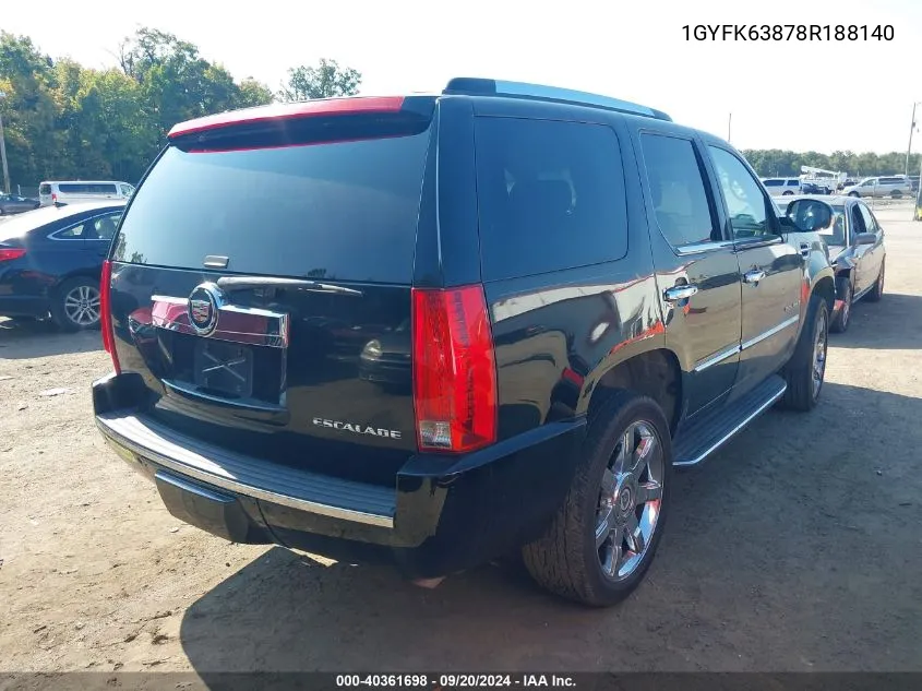 2008 Cadillac Escalade Standard VIN: 1GYFK63878R188140 Lot: 40361698