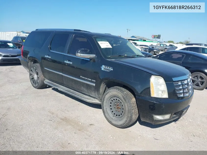 2008 Cadillac Escalade Esv Standard VIN: 1GYFK66818R266312 Lot: 40371779