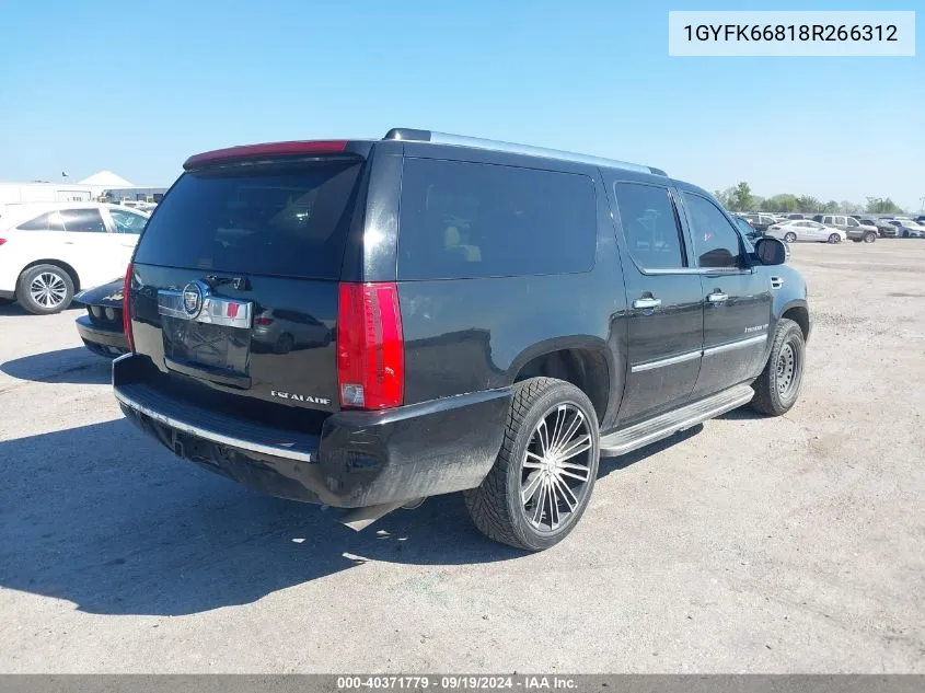 2008 Cadillac Escalade Esv Standard VIN: 1GYFK66818R266312 Lot: 40371779