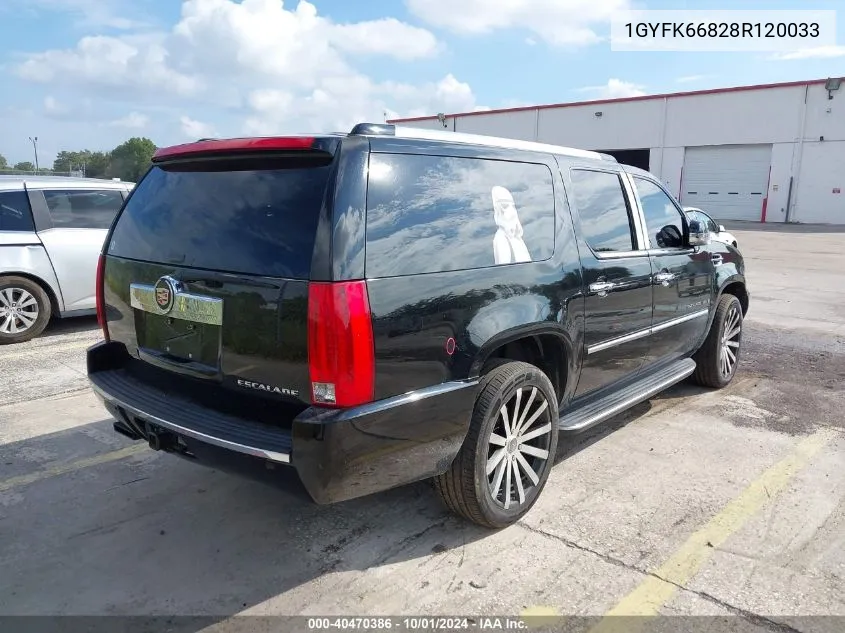 2008 Cadillac Escalade Esv Esv VIN: 1GYFK66828R120033 Lot: 40470386