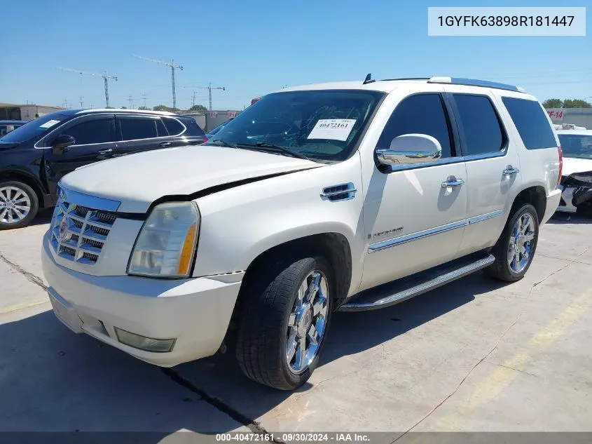 2008 Cadillac Escalade Standard VIN: 1GYFK63898R181447 Lot: 40472161