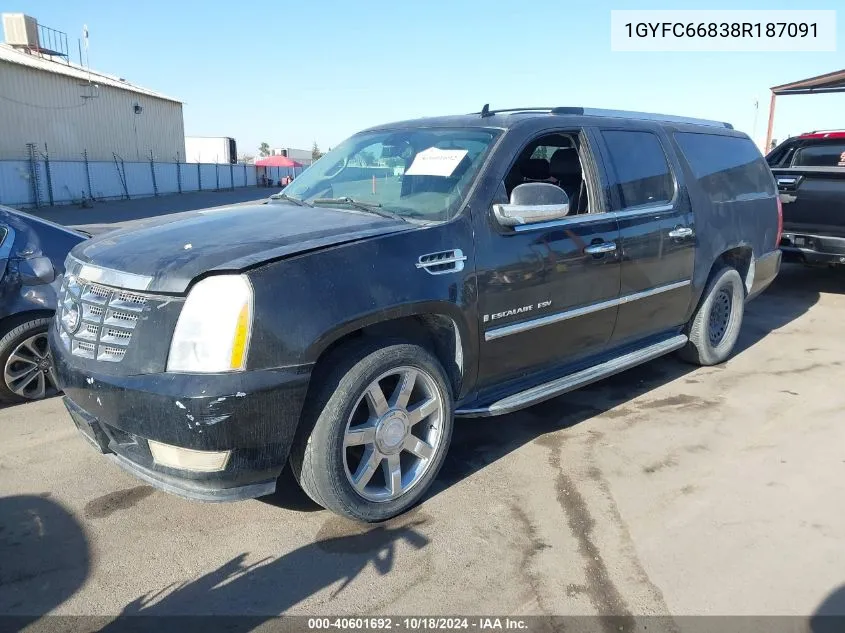 2008 Cadillac Escalade Esv Standard VIN: 1GYFC66838R187091 Lot: 40601692