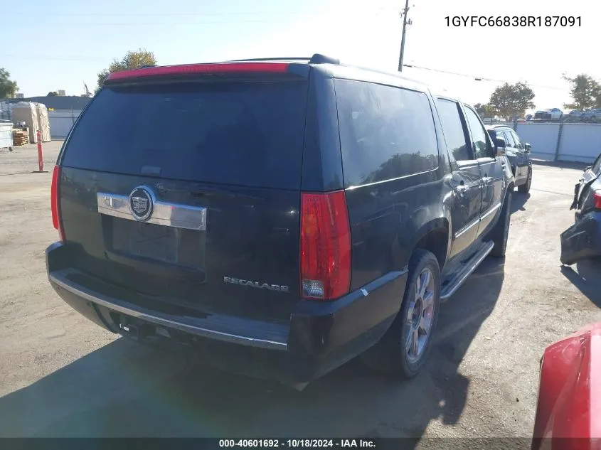 2008 Cadillac Escalade Esv Standard VIN: 1GYFC66838R187091 Lot: 40601692