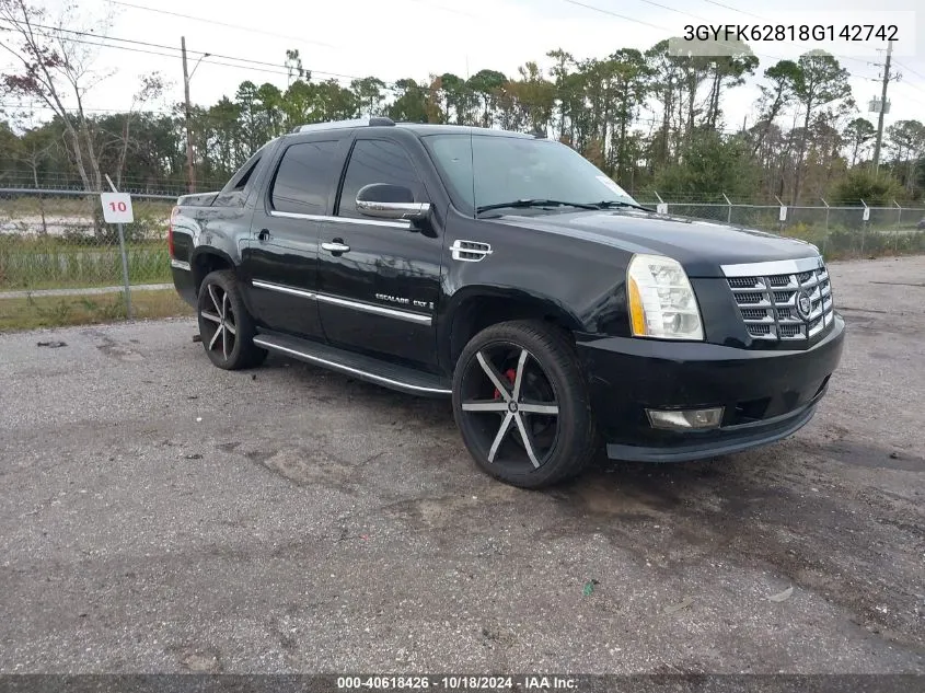 2008 Cadillac Escalade Ext Standard VIN: 3GYFK62818G142742 Lot: 40618426