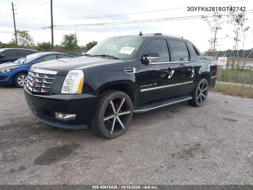 2008 Cadillac Escalade Ext Standard VIN: 3GYFK62818G142742 Lot: 40618426