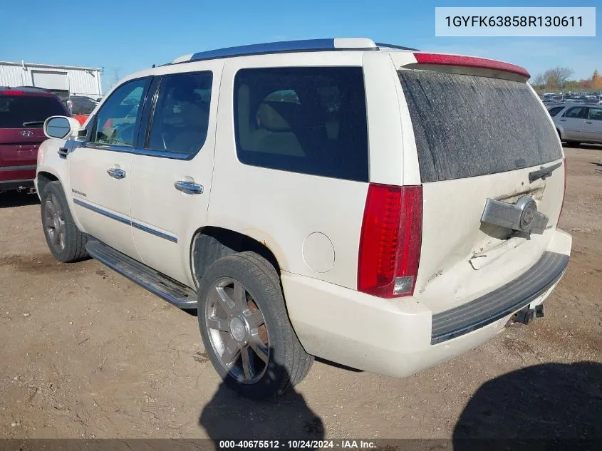 2008 Cadillac Escalade Standard VIN: 1GYFK63858R130611 Lot: 40675512