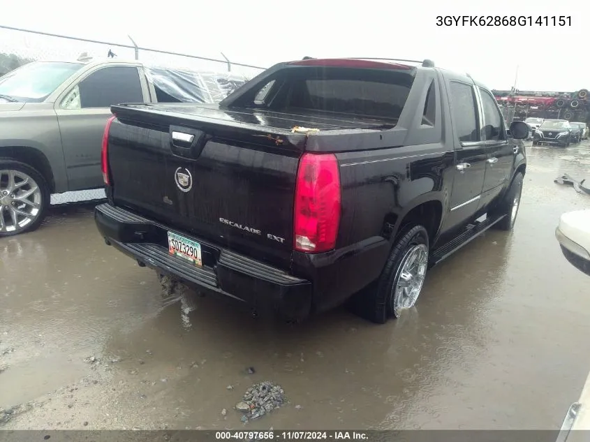 2008 Cadillac Escalade Ext Standard VIN: 3GYFK62868G141151 Lot: 40797656