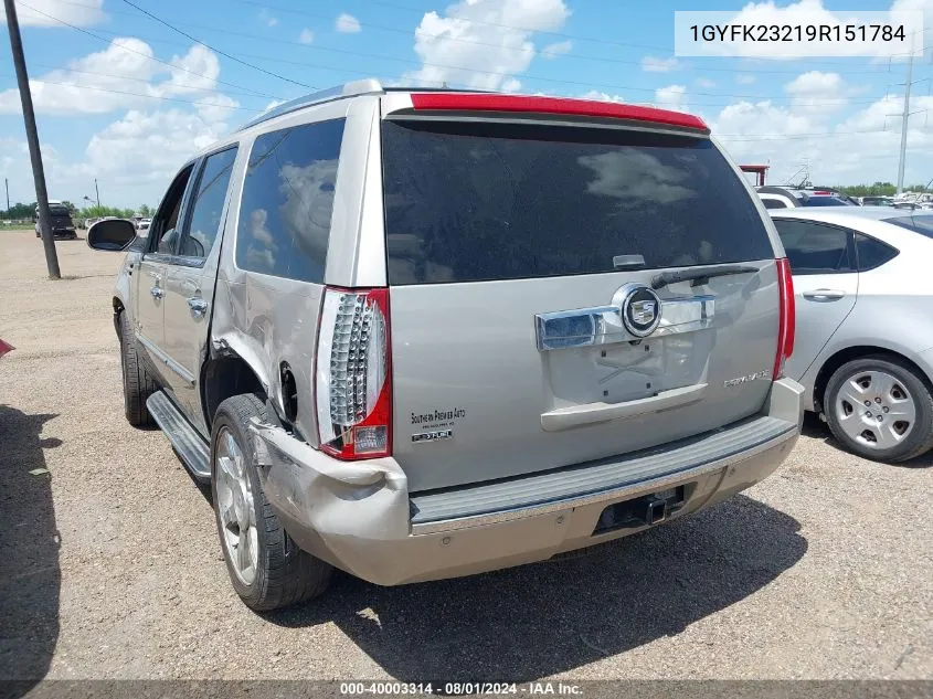 2009 Cadillac Escalade Standard VIN: 1GYFK23219R151784 Lot: 40003314