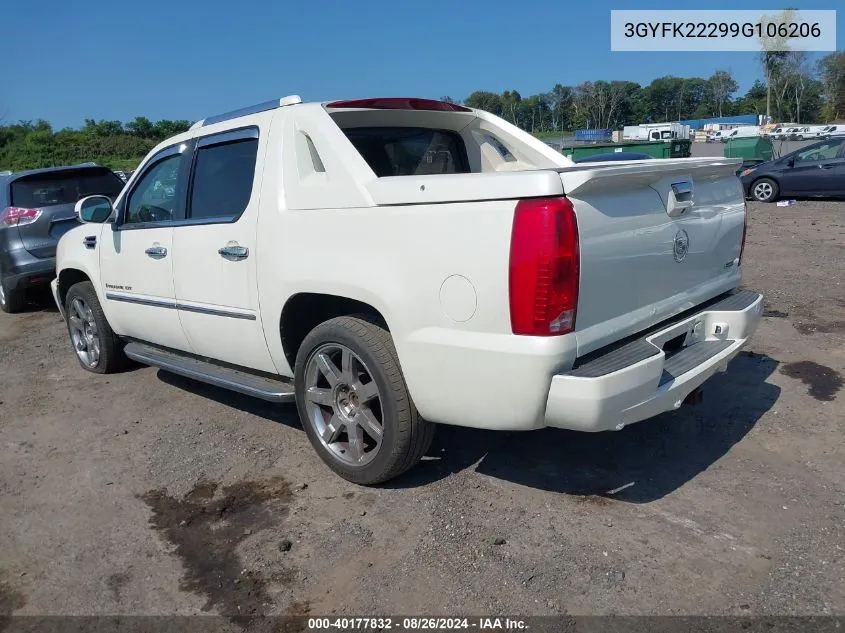 2009 Cadillac Escalade Ext Standard VIN: 3GYFK22299G106206 Lot: 40177832