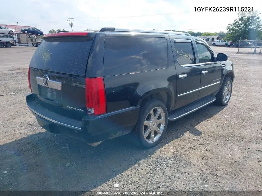 2009 Cadillac Escalade Esv Standard VIN: 1GYFK26239R115221 Lot: 40226618