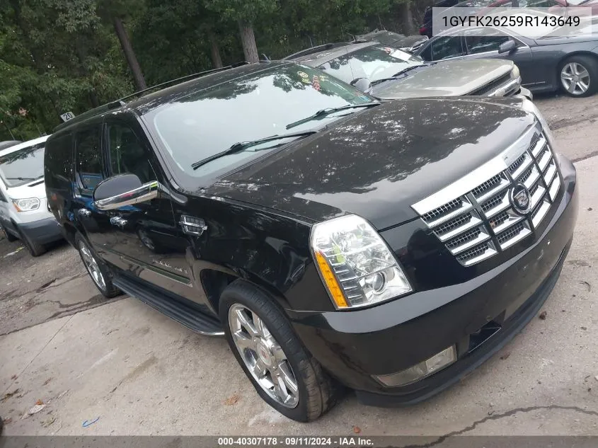 2009 Cadillac Escalade Esv Standard VIN: 1GYFK26259R143649 Lot: 40307178