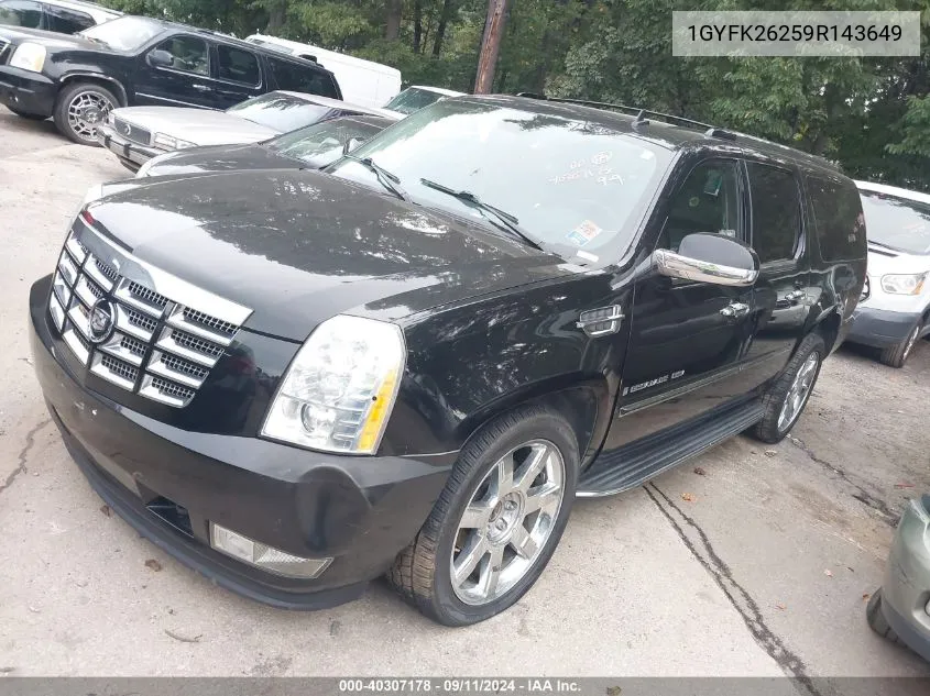 2009 Cadillac Escalade Esv Standard VIN: 1GYFK26259R143649 Lot: 40307178