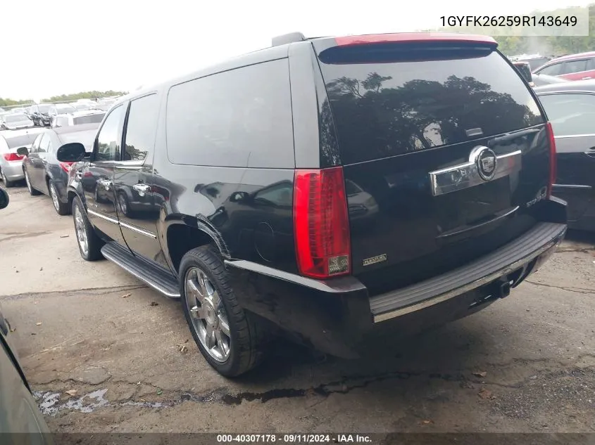 2009 Cadillac Escalade Esv Standard VIN: 1GYFK26259R143649 Lot: 40307178