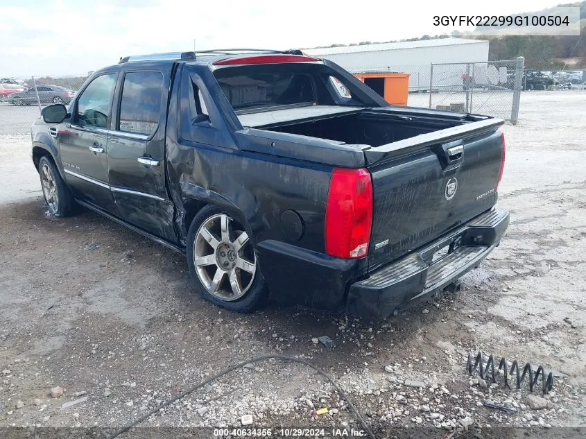 2009 Cadillac Escalade Ext Standard VIN: 3GYFK22299G100504 Lot: 40634356