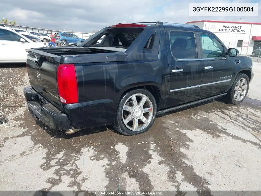 2009 Cadillac Escalade Ext Standard VIN: 3GYFK22299G100504 Lot: 40634356