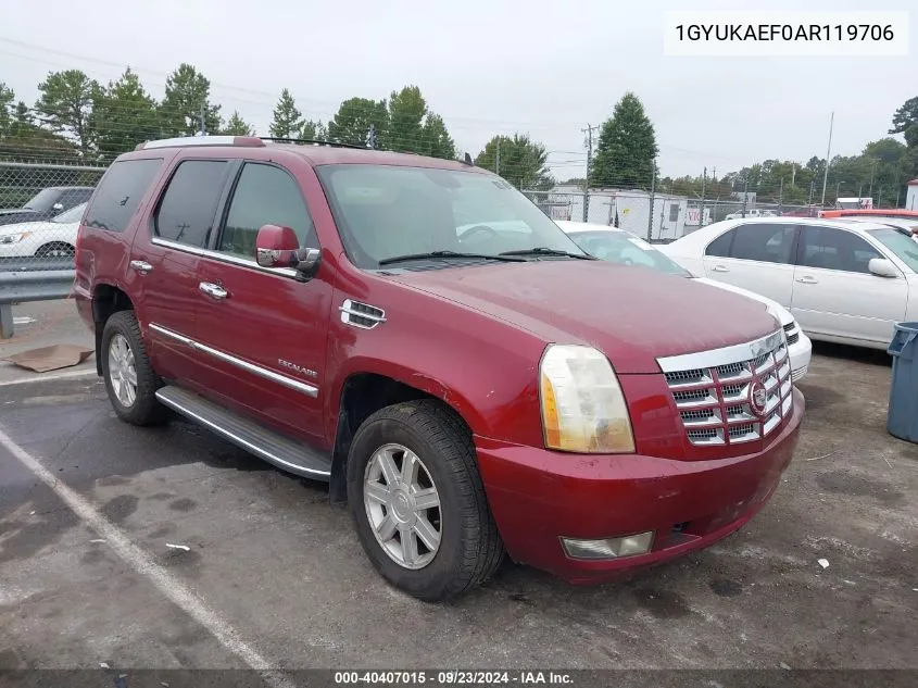 2010 Cadillac Escalade Standard VIN: 1GYUKAEF0AR119706 Lot: 40407015