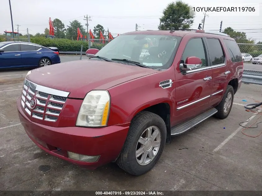 2010 Cadillac Escalade Standard VIN: 1GYUKAEF0AR119706 Lot: 40407015