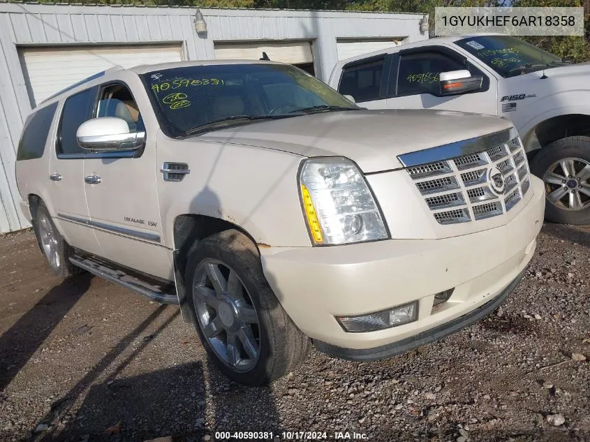 2010 Cadillac Escalade Esv Luxury VIN: 1GYUKHEF6AR18358 Lot: 40590381