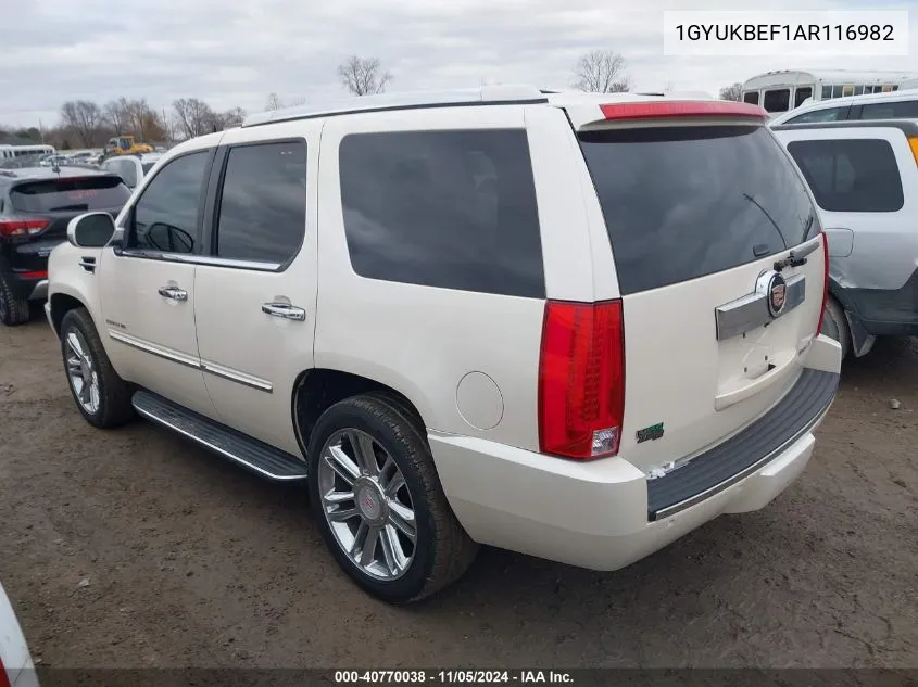 2010 Cadillac Escalade Luxury VIN: 1GYUKBEF1AR116982 Lot: 40770038