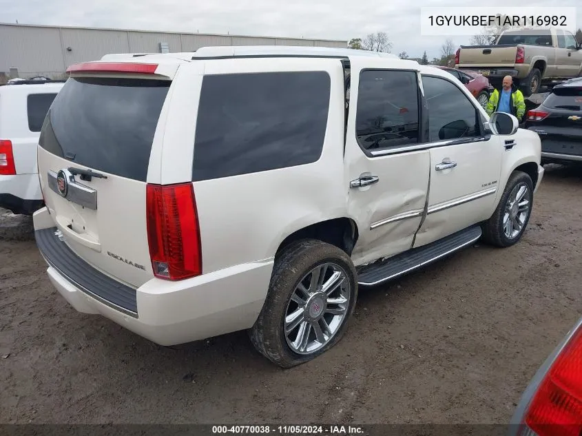 2010 Cadillac Escalade Luxury VIN: 1GYUKBEF1AR116982 Lot: 40770038