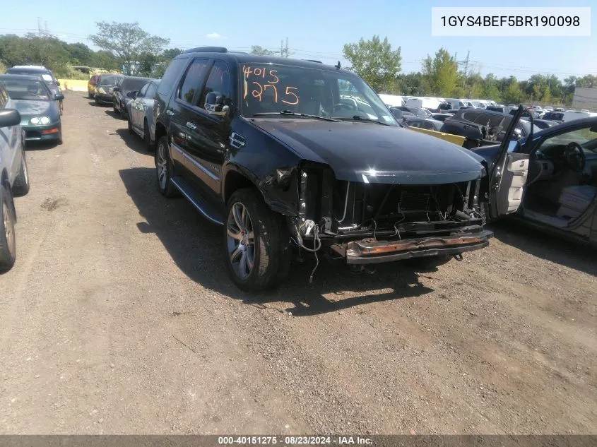 2011 Cadillac Escalade Luxury VIN: 1GYS4BEF5BR190098 Lot: 40151275