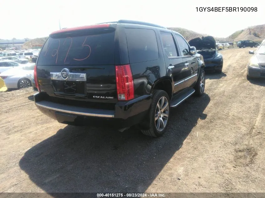 1GYS4BEF5BR190098 2011 Cadillac Escalade Luxury