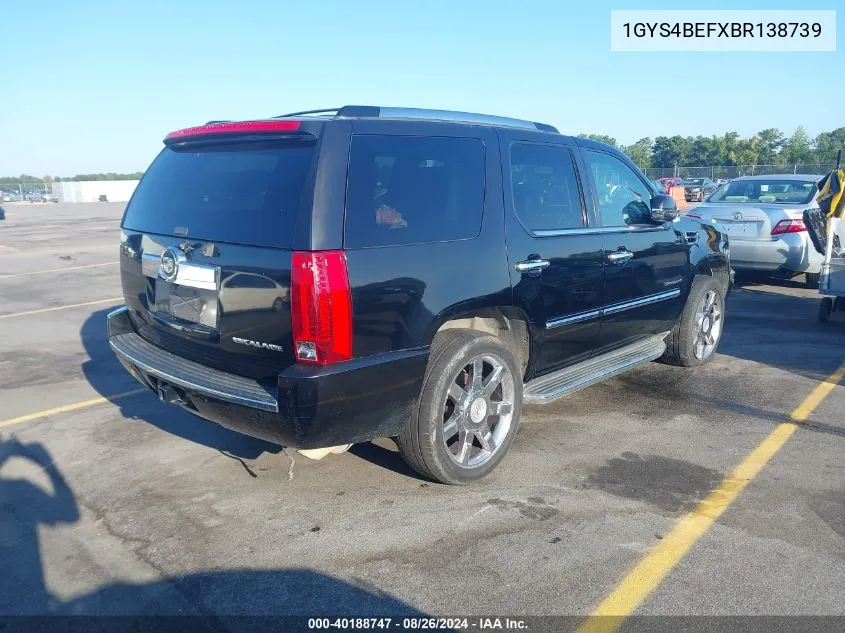 2011 Cadillac Escalade Luxury VIN: 1GYS4BEFXBR138739 Lot: 40188747