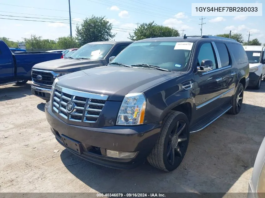 2011 Cadillac Escalade Esv Luxury VIN: 1GYS4HEF7BR280033 Lot: 40346079