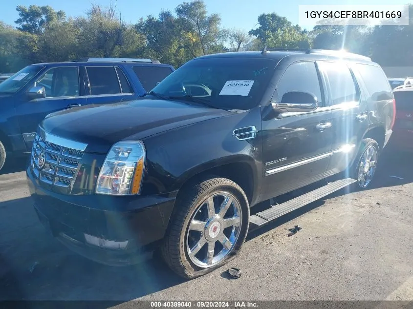 2011 Cadillac Escalade Premium VIN: 1GYS4CEF8BR401669 Lot: 40389040