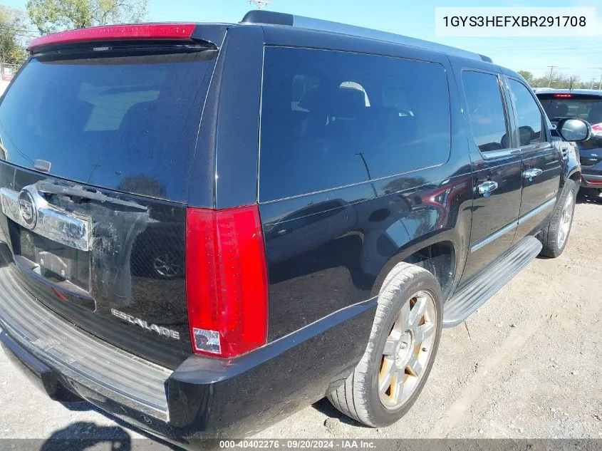 2011 Cadillac Escalade Esv Luxury VIN: 1GYS3HEFXBR291708 Lot: 40402276