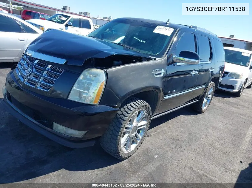 2011 Cadillac Escalade Premium VIN: 1GYS3CEF7BR111538 Lot: 40443162