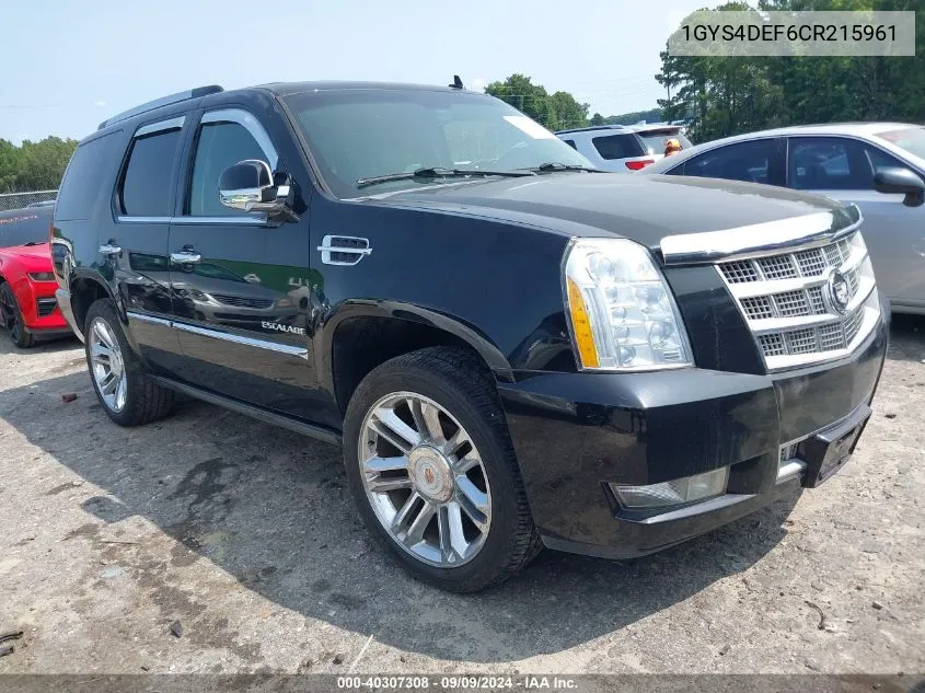 1GYS4DEF6CR215961 2012 Cadillac Escalade Platinum Edition