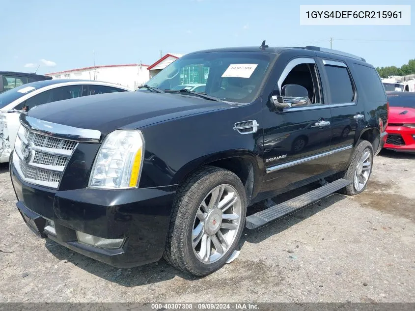 1GYS4DEF6CR215961 2012 Cadillac Escalade Platinum Edition