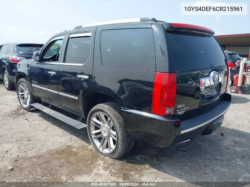 1GYS4DEF6CR215961 2012 Cadillac Escalade Platinum Edition