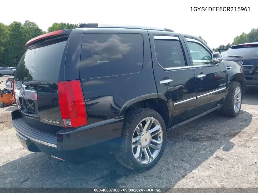 1GYS4DEF6CR215961 2012 Cadillac Escalade Platinum Edition