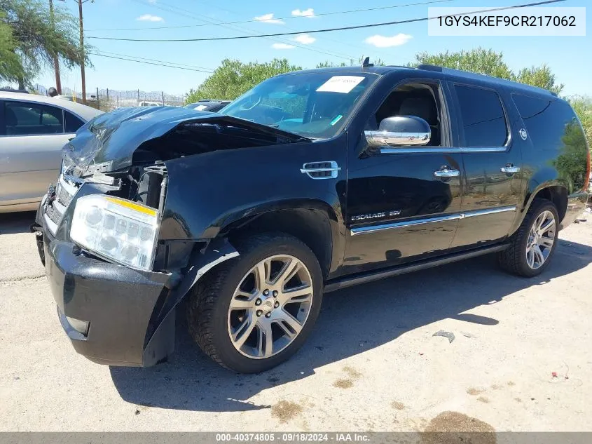 2012 Cadillac Escalade Esv Platinum Edition VIN: 1GYS4KEF9CR217062 Lot: 40374805