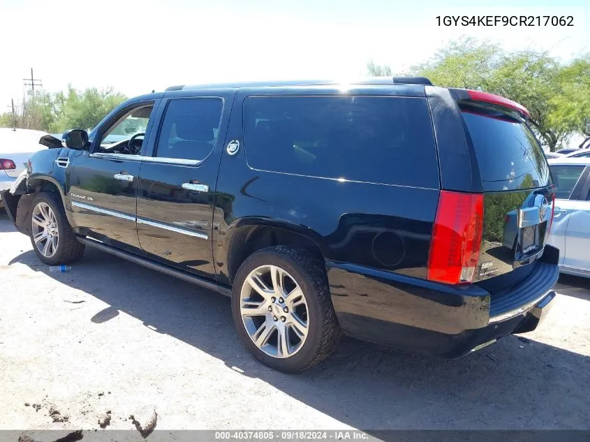 2012 Cadillac Escalade Esv Platinum Edition VIN: 1GYS4KEF9CR217062 Lot: 40374805