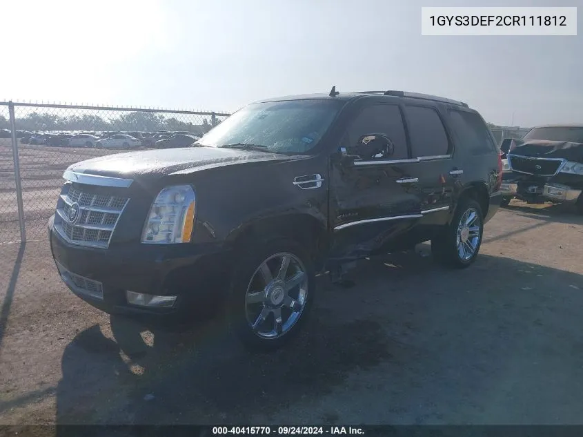 2012 Cadillac Escalade Platinum VIN: 1GYS3DEF2CR111812 Lot: 40415770