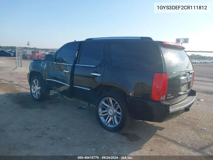 1GYS3DEF2CR111812 2012 Cadillac Escalade Platinum