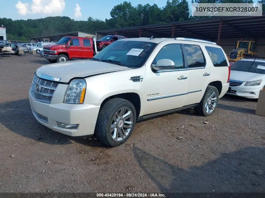 2012 Cadillac Escalade Platinum Edition VIN: 1GYS3DEFXCR328007 Lot: 40420194