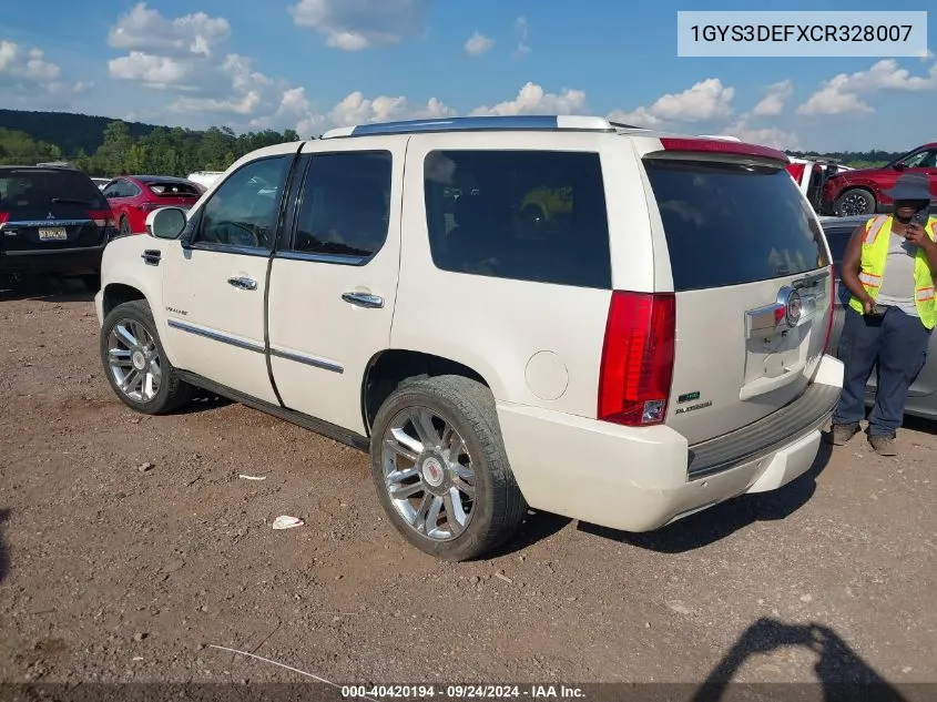 2012 Cadillac Escalade Platinum Edition VIN: 1GYS3DEFXCR328007 Lot: 40420194