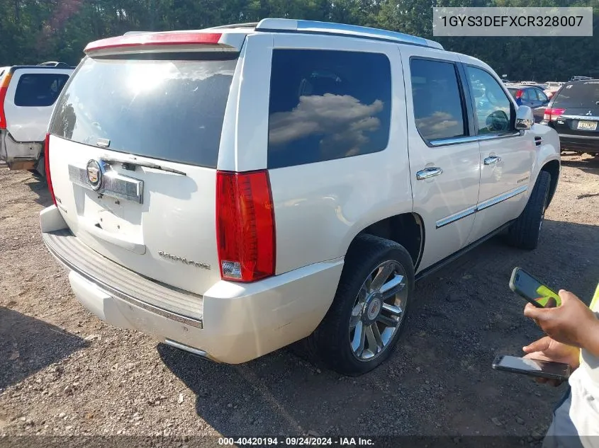 1GYS3DEFXCR328007 2012 Cadillac Escalade Platinum Edition