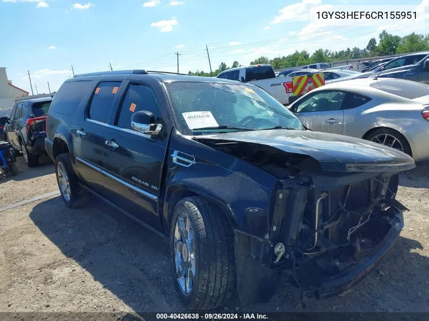 2012 Cadillac Escalade Esv Luxury VIN: 1GYS3HEF6CR155951 Lot: 40426638