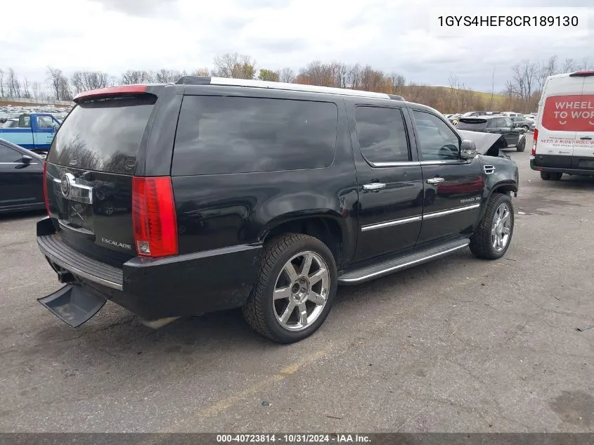 2012 Cadillac Escalade Esv Luxury VIN: 1GYS4HEF8CR189130 Lot: 40723814