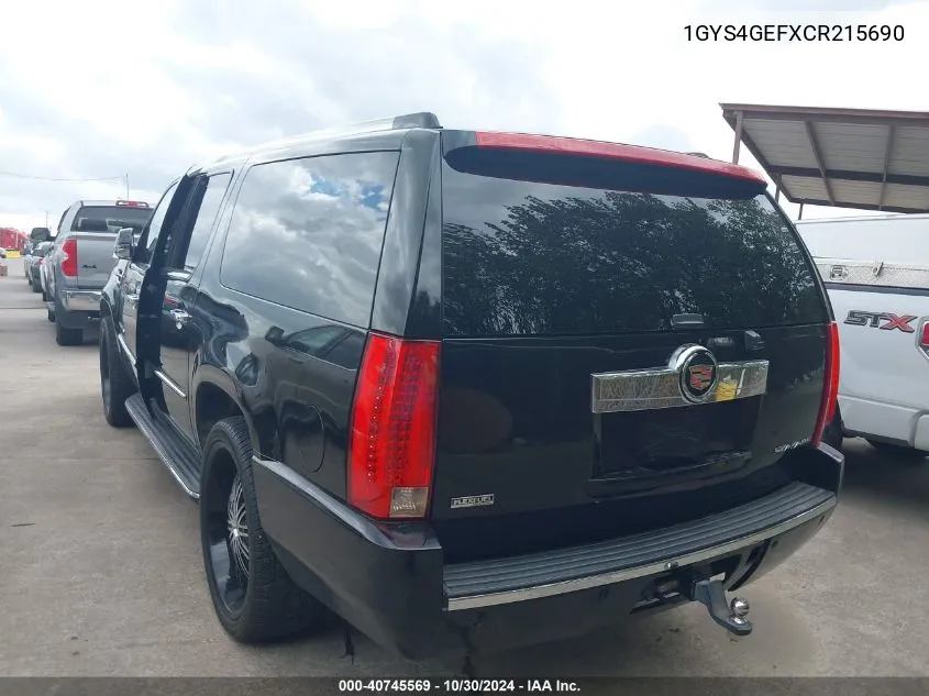 2012 Cadillac Escalade Esv Standard VIN: 1GYS4GEFXCR215690 Lot: 40745569