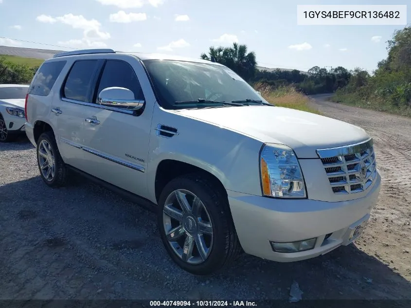 2012 Cadillac Escalade Luxury VIN: 1GYS4BEF9CR136482 Lot: 40749094