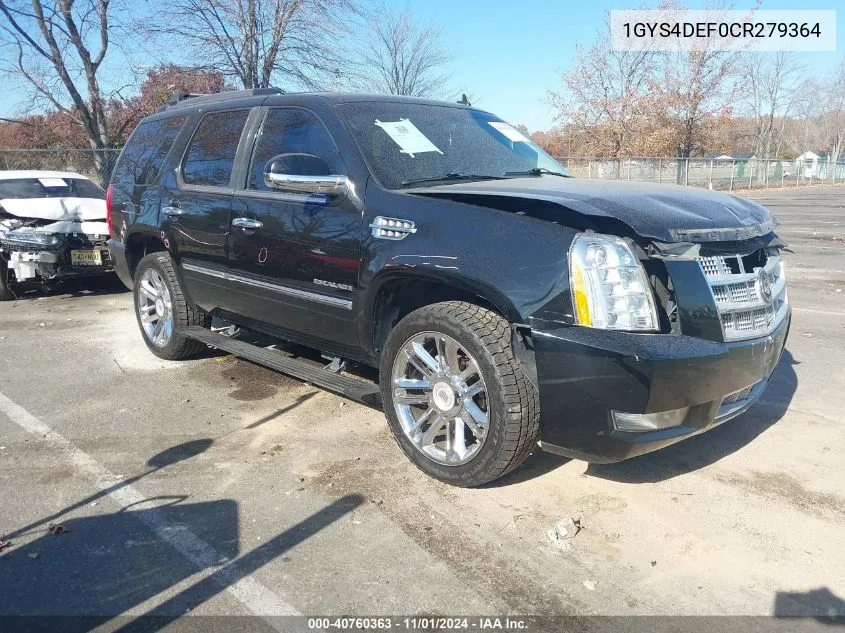 2012 Cadillac Escalade Platinum Edition VIN: 1GYS4DEF0CR279364 Lot: 40760363