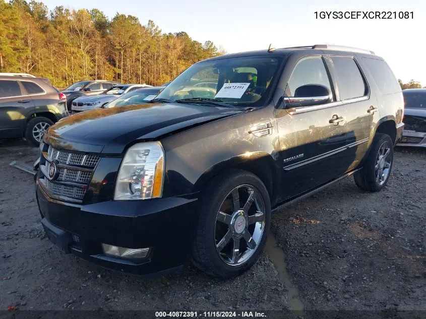 2012 Cadillac Escalade Premium VIN: 1GYS3CEFXCR221081 Lot: 40872391