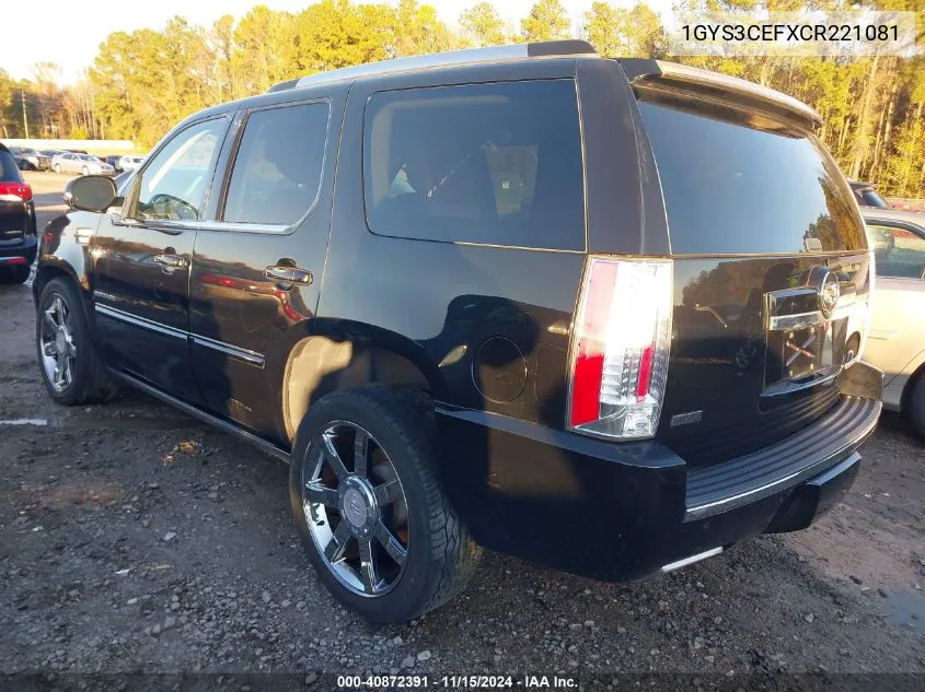 2012 Cadillac Escalade Premium VIN: 1GYS3CEFXCR221081 Lot: 40872391